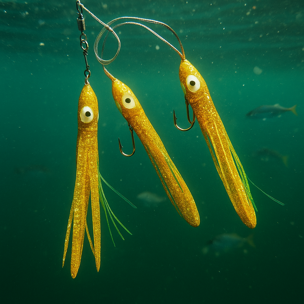 Aparejo de Pesca con 3 Señuelos Tipo Pluma o Calamar FISH-47