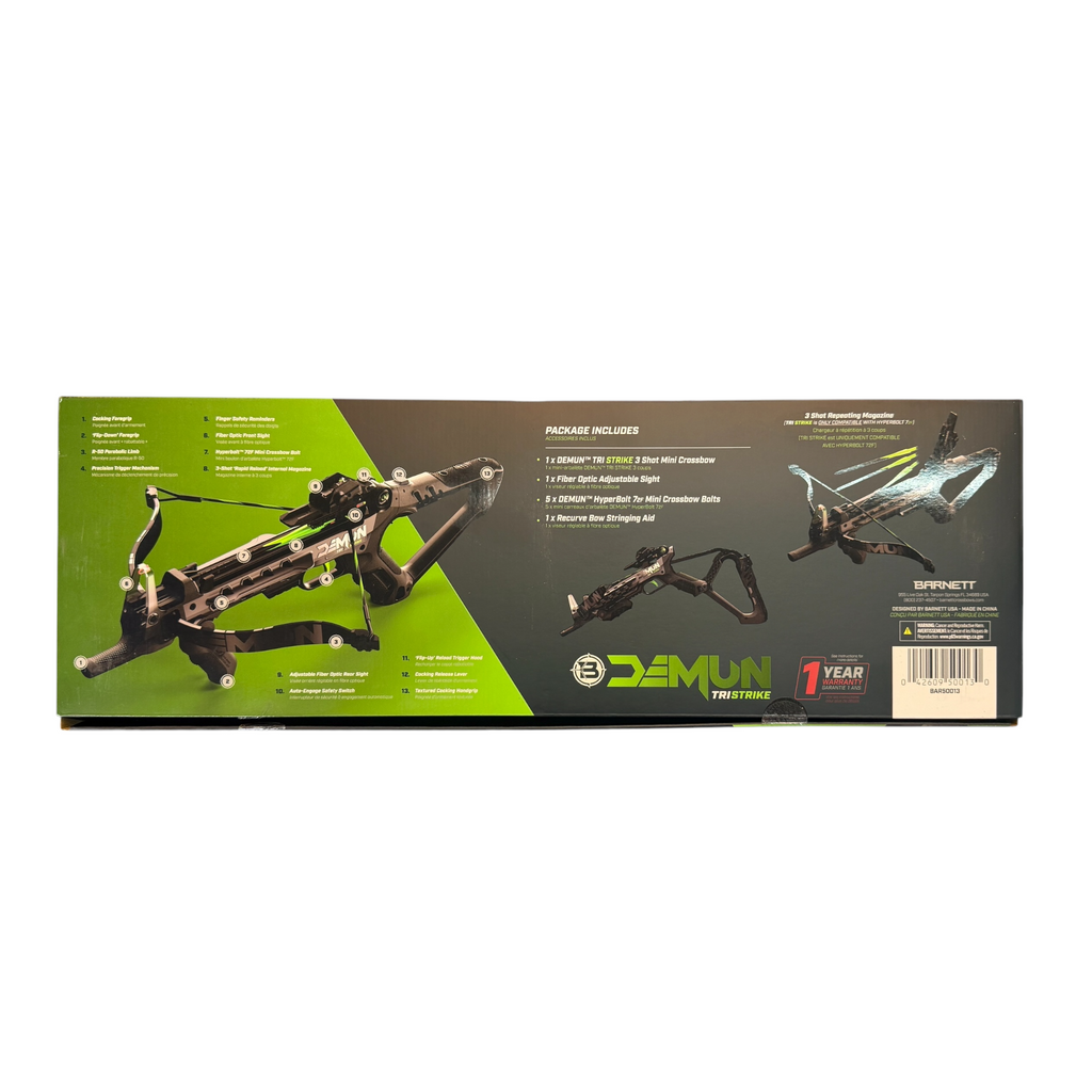 Mini Ballesta Táctica BAR50013 Demun Tri-Strike con Cargador de 3 Tiros - Barnett