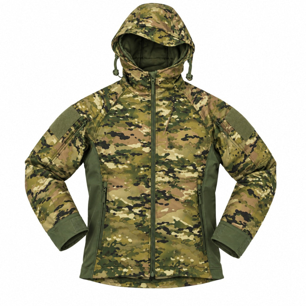 Chamarra tactica camuflajeada con capucha CHA-17