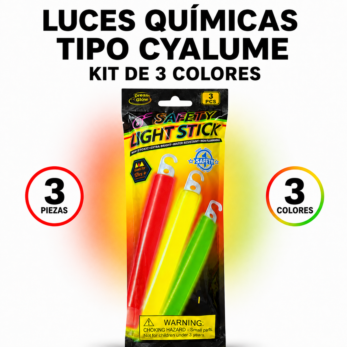Cyalume – Kit de 3 Luces Químicas en 3 Colores Diferentes CIALUM-3