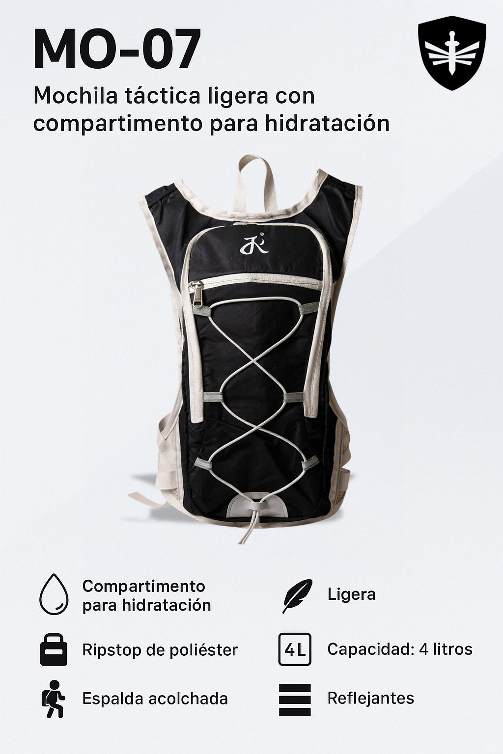 Mochila táctica MO-07 4L para trail, ciclismo y outdoor