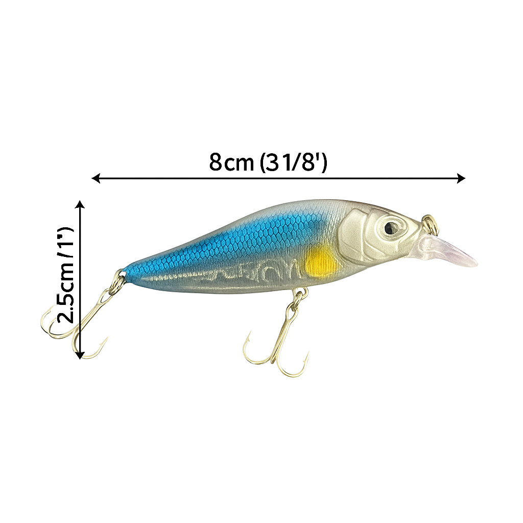 Señuelo Minnow de Buceo Medio 8 cm – Color Azul con Plata FISH-54