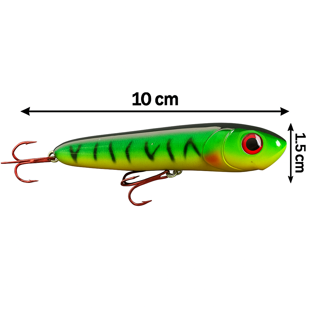 Señuelo Popper 10 cm – Color Verde con Detalles Negrom 225509-5
